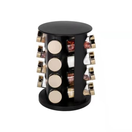 Spice Carousel Rotating Black & Gold - 16 Jar_0