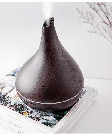 Ultrasonic Air Humidifier Wood Grain 7 Color Essential Oil Diffuser - Black_0