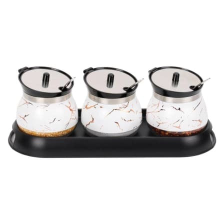 Condiment Spice Jars - Set of 3 - White_0