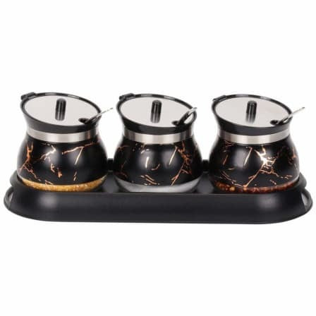 Condiment Spice Jars - Set of 3 - Black_0